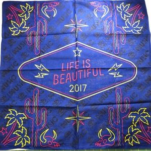 New Life Is Beautiful electric blue neon print scarf